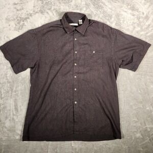 Moda Campia Button Down Shirt Mens Large Purple Excellent Short Sleeve Rayon